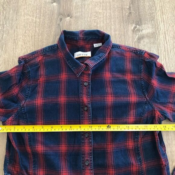 Orvis Womens Long Sleeve Button Up Flannel Shirt Size Small Work Hiking Fishing - Picture 11 of 12